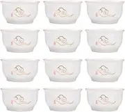 Woonsoon Chinese Handmade Kungfu Tea Cup 60 ml,Bone China Teacup Set of 12,Ceramic Tea Mugs Without Handles,Best Gift（Auspicious clouds）