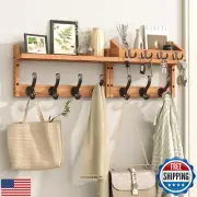 Evermagin 29" Coat Rack Wall Mount with Shelf, 4 in 1 Wall Mounted Coat and K