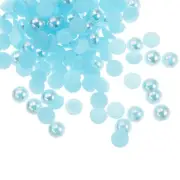 300pcs Flatback Pearls 6mm ABS Plastic Half Round Dome Pearls, Lake Blue