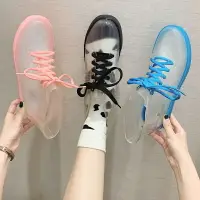 在飛比找樂天市場購物網優惠-透明可愛成人短筒雨鞋女防水鞋防滑膠鞋套鞋韓國休閒時尚款外穿雨
