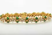 8Ct Round Cut Simulated Emerald & Diamond Tennis Bracelet 925 Silver Gold Plated