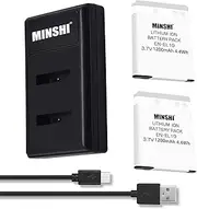MINSHI EN-EL19 (2 Pack) + Quick Charger Set Replacement Battery Compatible with Nikon S3100【3.7V 1200mAh】 High Performance Compatible Camera Battery 2023LF