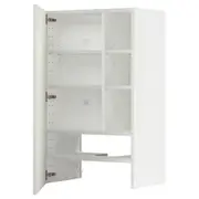 METOD wall cb f extr hood w shlf/door, white/Vallstena white, 60x100 cm