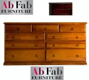 BANKSIA FULLY CONSTRUCTED TIMBER TALLBOY CHEST OF 1.8m 9 DRAWER IN WALNUT