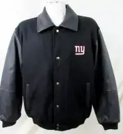 New York Giants Mens Small Snap Front Embroidered Wool Leather Jacket AGIA 231