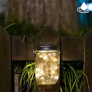 Elegant Wedding Party Reception Solar Mason Jar Lid String Lights - Waterproof Outdoor Fairy Firefly Lights for Patio, Garden,Party Decor 6 Set