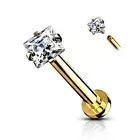 14K REAL Gold 16GA LABRET, Nose Stud, Diamond ,Moissanite,LAB GROWN, Diamond.