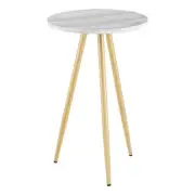 Pemberly Row 16" 3-Leg Glam Wood Side Table - Gray Marble / Gold