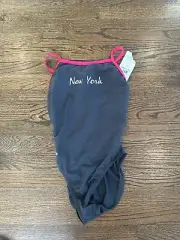 Speedo Womens Endurance Gray New York one piece swimsuit size 8/34 NWT L0960