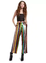 Alice + Olivia Meera Sequin Striped Pants, NWT, Size S, Retail $660.00