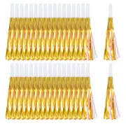 36Pcs Metallic Fringed Party Noise Maker Blowouts Whistle, Gold Pink