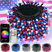 Smart LED Patriotic String Lights with Remote & App 95FT 240LED, Waterproof RGB