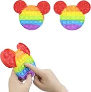 2 Pack Rainbow Mouse Fidget Toy for Skin Pickers Hair Pulling Stress Relief Pop It Fidget Toys Bubble Sensory Fidget Mouse Head