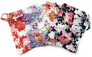 Caprilite 4 x Japanese Sakura Jewellery Drawstring Bag Wedding Favour Pouches Gift Bags Set UK