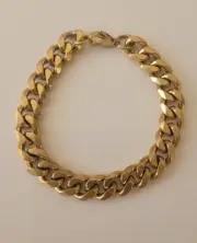 Gold Plated Stainless Steel 10mm Cuban Curb Link 8" Chain Heavy Bracelet