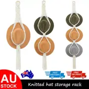 Boho Hand-Woven Macrame Hat Display Rack Hanging Cap Holder 1/2/3Hat Rope Hanger