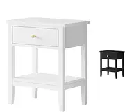 [ALFORDSON] Bedside Table with Drawer 50cm x 35cm x 60cm, Modern Nightstand with Storage Drawer and Open Display Shelf Hamptons Style (White)