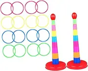 POPETPOP Rainbow Ring Toss Game Set 2 Pack Stacking Ring Toys for Boys and Girls Bright Colors Safe Plastic for Play
