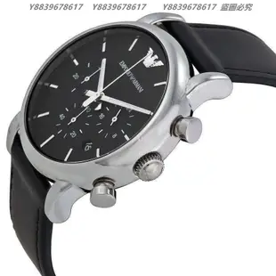 美國代購EMPORIO ARMANI 亞曼尼手錶 AR1733 三眼計時 男士商務簡約防水日曆皮帶錶