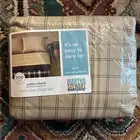 VTG Martha Stewart Everyday Twin Sheet Set 200 Ct Check Tan Fitted Flat Pillow