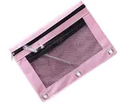 B5 Size Double Zipper 2 Pocket Pencil Bag, Transparent Mesh File Pouch Case, Zip Binder Pencil Bags Pencil Cases with Rivet Enforced Hole 3 Ring