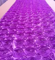 100 ft Rosette Satin Aisle Runner 54" Wide 3D Fabric Spiral Ribbon Rose Made USA