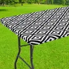 Rectangle Picnic Table Cloth, Waterproof Elastic Fitted Outdoor Tablecloths