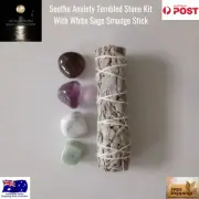 Soothe Anxiety Tumbled Stone Kit With White Sage Smudge Stick