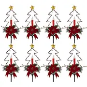 8Pcs Waterproof Metal Solar LED Tree Candle Lights Christmas Decorations Pathway Lights for Patio Yard Lawn Decor