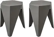 ArtissIn Set of 2 Bar Stools, Plastic Foot Stool Chair Small Floor Chairs Stacking Puzzle Sitting Footstool Seat Home Bedroom Furniture Outdoor Garden Office Cafe, Sturdy Grey