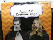 Halloween Vampire Cape w Stand Up Collar Costume Magician Black 56" Adult size