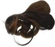 OSOLADY 2PCS Curly Wig Bangs High Temperature Fiber Hair Accessories for Fashionable Hairstyles Comfortable Daily Wear Easy to Wash Deep Brown Light Brown Colors