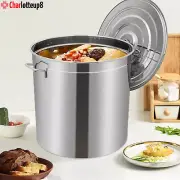 50L/52.8Qt Stock Pot Stainless Steel Stock Pot Kitchen Cooking Pot w/ Basket