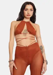 [Dolls Kill] Mesh Toffee Karti Crop Top