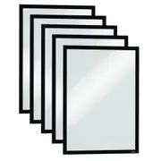 5pc Durable A3 Duraframe Magnetic Signage/Notice Secure Holder Display Black