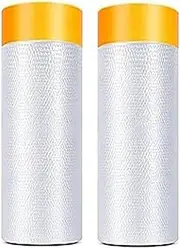 TIAMORK Tape and Drape Pre-Taped Masking Film 110”(Unfolded) x 66 Ft Each 2 Pack General Painters Plastic Drop Cloth for Auto Wall Furniture Painting Spraying from Dust Contamination