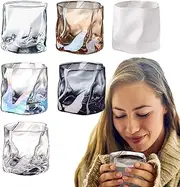 Juice Glasses | 6X Coffee Glasses - Irregular Drinking Glassware, 200ml Elegant Water Cups for Home Kitchen Bar Restaurant Hotel