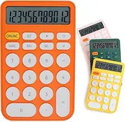 [Richenda] Desktop Calculator 12 Digit, Large Display and Sensitive Button, cute candy color Standard Calculator with Large LCD Display for Office, Home, School,with battery(Orange White)