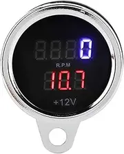 Tachometer - 2 in 1 Waterproof Motorcycle LED Digital Voltmeter Tachometer Gauge Metal Odometer Speedometer Practical and Useful Motorcycle Speedometer/Tachometer/Odometer Universal