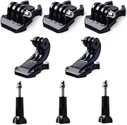 QKOO 3X Quick Release Buckle Clip Basic Mount + 2X Vertical Surface Quick Release J-Hook Buckle Mount Base + 3X Long Thumb Screw with Cap for GoPro Hero 13/12/11/10/9/8/7/6/5/4/3+/3/2/1 SJCAM Camera