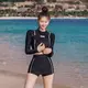 【說實話】韓國熱銷泳衣 防曬遮肚 黑色顯瘦 長袖二件式 游泳泡溫泉 海邊渡假 衝浪潛水衣 R30