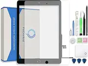 Touch Screen Replacement Parts Digitizer Glass Assembly for ipad 7 7th / 8 8th Gen 2019 2020 with Home Botton Cover(No Touch ID) + Screen protector and Professional Tool Kit (Black)