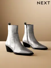 Metallic Forever Comfort® Cowboy Leather Ankle Boots (B58664) | $158