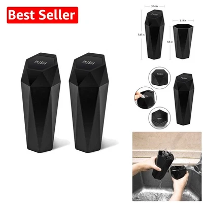Elegant Leakproof Car Trash Can with Lid - 2-Pack, 6L Capacity, Eco-Friendly