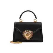 [Dolce & Gabbana] Dolce & Gabbana-Black Leather Devotion Bag-Donna OS OS