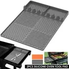 2Pcs Griddle Tools Mat with Drip Pad Food Grade Silicone Spatula Mat eliWn