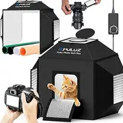 Photo Studio Light Box, 40x40cm Portable Shooting Tent with 480 LEDs, 3 Stepless Dimmable 5500K Light Panels, and 4 Coloured Backdrops, Professional Foldable Lightbox