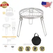 Portable Stainless Steel Campfire Grill Tripod - Foldable & Lightweight 9.8"
