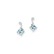 Sterling Silver Rhodium Plated Diamond u0026 Sky Blue Topaz Square Post Earring