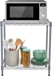 Microwave Shelf, Storage Shelves, Countertop Organizer, Kitchen Rack, Metal, 22.
